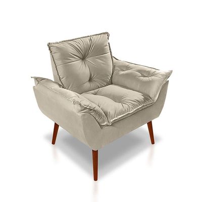 Kit C-2 Poltronas Opala + 01 Puff Opala Elegante Suede Bege