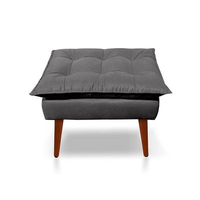 Kit C-2 Poltronas Opala + 01 Puff Opala Elegante Suede Cinza Escuro