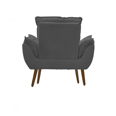 Kit C-2 Poltronas Opala + 01 Puff Opala Elegante Suede Cinza Escuro