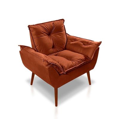 Kit C- 01 Poltrona Opala + 01 Puff Opala Elegante Suede Terracota