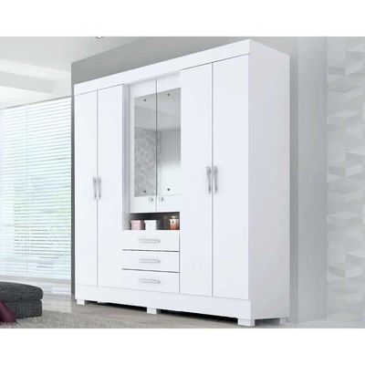 Guarda Roupa Casal 6 Portas E 9 Gavetas C- Espelho Débora Branco - Acp