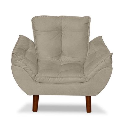Mini Poltrona Cadeira Opala Infantil De Criança Suede Bege
