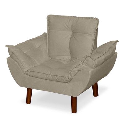 Mini Poltrona Cadeira Opala Infantil De Criança Suede Bege