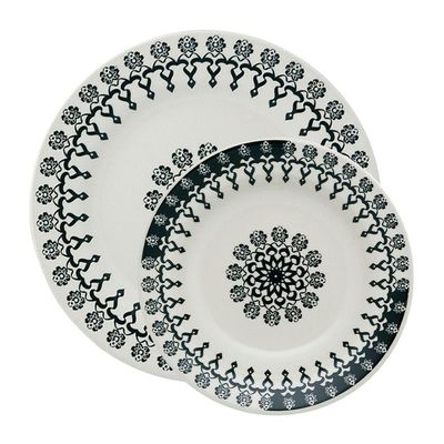 Kit Pratos Rasos E Fundos Donna Folk Oxford® Cerâmica 20 Peças