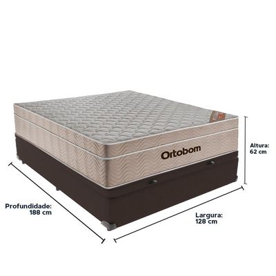 Cama + Box Bau Airtech Colchão Ortobom Viuva Springpocket Cor:marrom