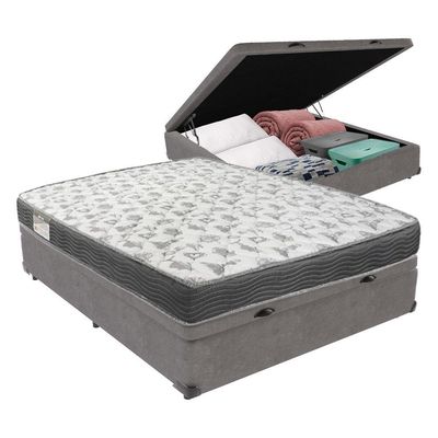 Cama Box Baú Iso100 Ortobom Viúvo Cinza Espuma D33