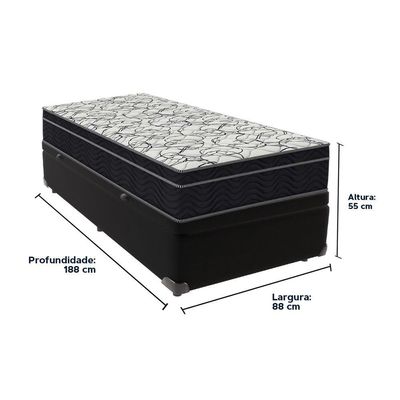 Cama Box Solteiro Preto E Colchão Ortobom Extra Firme D45