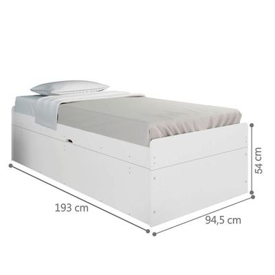 Cama Solteiro Baú Cinthya Branco