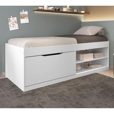Cama Box Sapateira Moal Branco Com Colchão