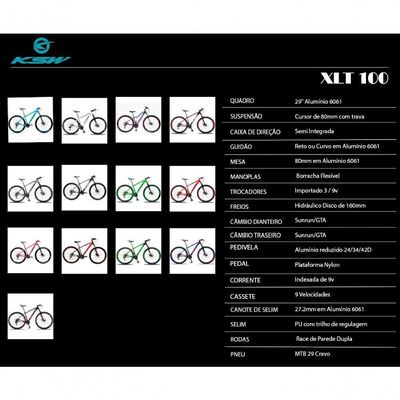 Bicicleta Aro 29 Ksw 27 Marchas Freio Hidráulico E K7 - Preto-prata - 17 Preto-prata
