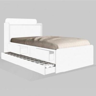 Cama Tamires Solteiro 0,88cm Com Auxiliar Branco E Dois Colchões - Cambel