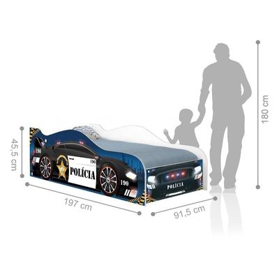 Cama Police Light Joy Preto Solteiro