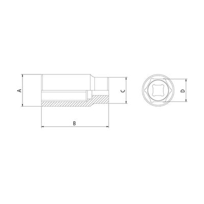 Soquete Sextavado Longo em Aço Cromo Vanadio 13 mm - Encaixe 1/2" Tramontina PRO