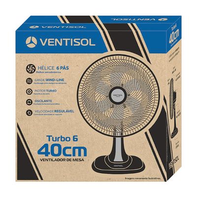 Ventilador Osc Mesa Turbo 6p 40cm 80w Pr 220v Premium Preto / 220V