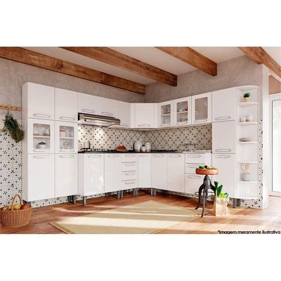 Gabinete De Cozinha Modulado Balcão Canto Oblo Evidence 7115 1 Porta C/tampo Branco - Bertolini