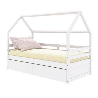 Cama Casinha Slim Rb Com 02 Gavetas Branco Housin