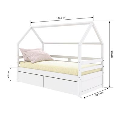 Cama Casinha Slim Rb Com 02 Gavetas Branco Housin
