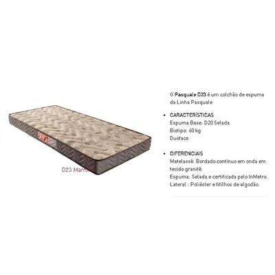 Colchão Casal Espuma D23 Pasquale Clean (138x188x16) - Paropas