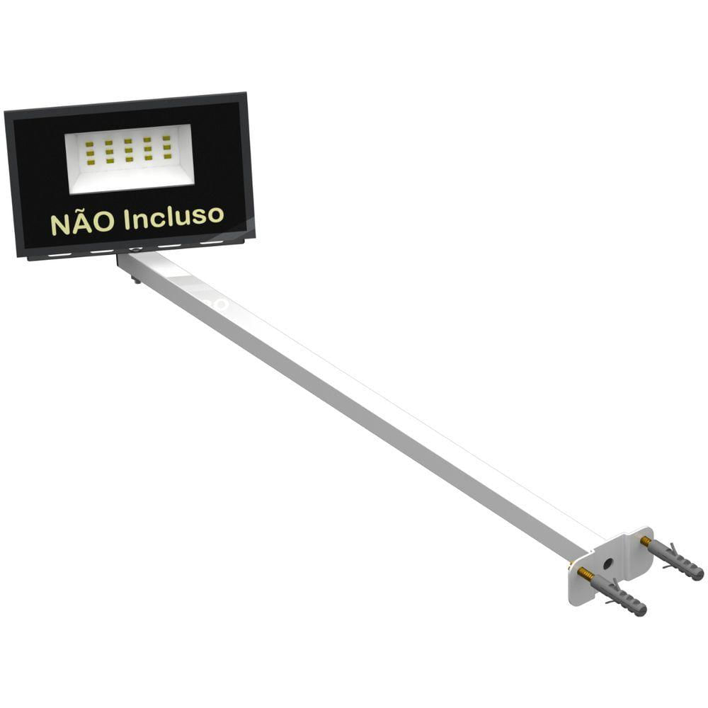 05 Suportes Refletor Base Reta Braço 60 Cm 5 Cjts - Branco
