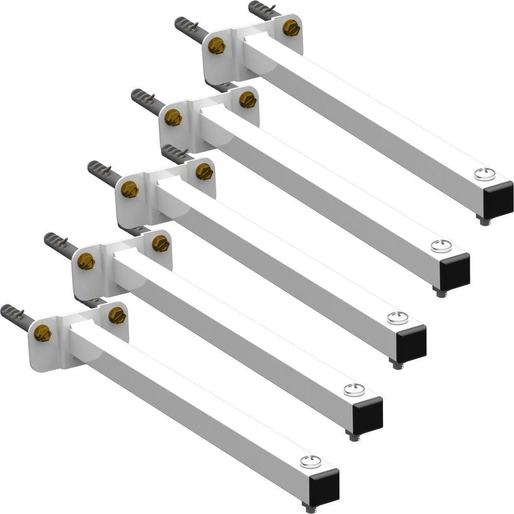 05 Suportes Refletor Base Reta Braço 60 Cm 5 Cjts - Branco