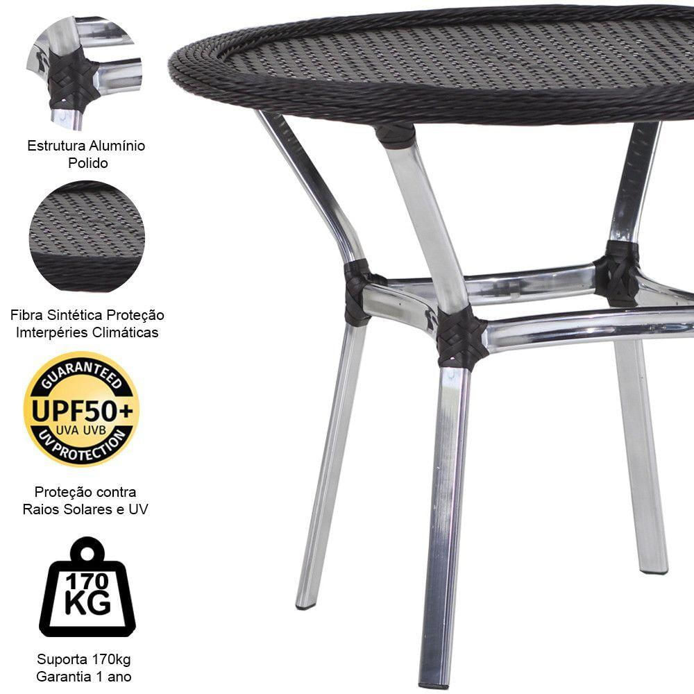 Mesa Emily Com Tampo Tramado Em Alumínio Trama Original Argila