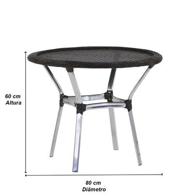 Mesa Emily Com Tampo Tramado Em Alumínio Trama Original Pedra Ferro