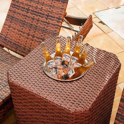 Mesa Grécia Em Alumínio Com Balde Trama Original Tabaco