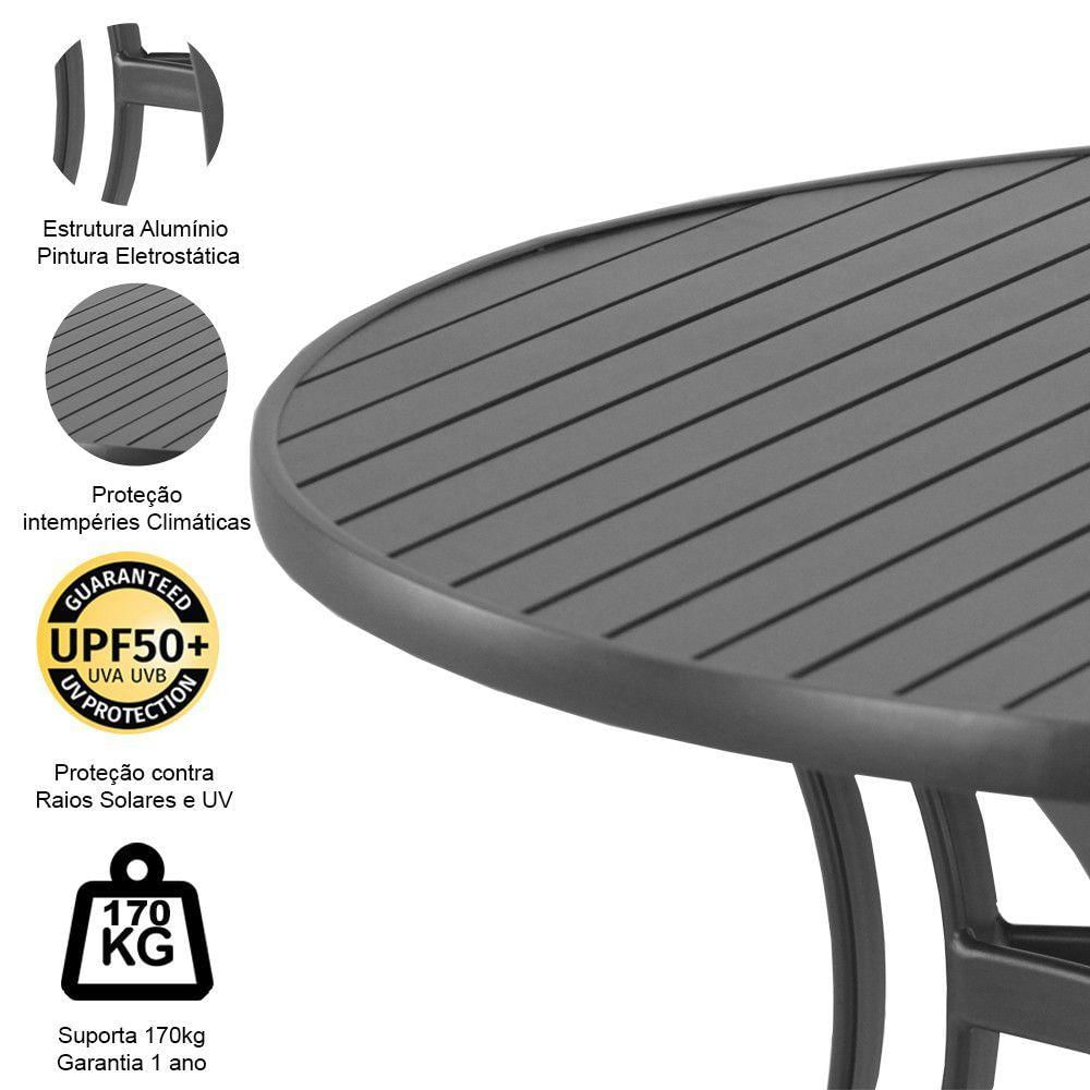 Mesa Em Alumínio Com Tampo Ripado De 150 Cm Trama Original Preto