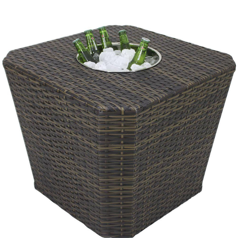 Mesa Grécia Em Alumínio Com Balde P- Bebidas Trama Original Pedra Ferro
