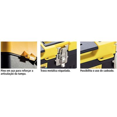 Caixa Plástica Para Ferramentas 13" Tramontina Com Bandeja Removível E Trava Metálica Tramontina