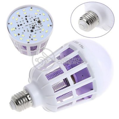 Lâmpada Luz Led Branco 15W Atrai Choque Mosquito Insetos