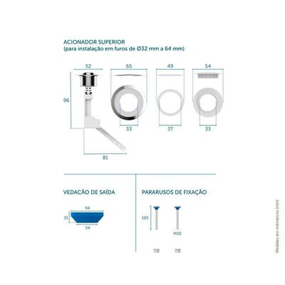 Kit Completo Para Caixas Acopladas Acionamento Superior Blukit