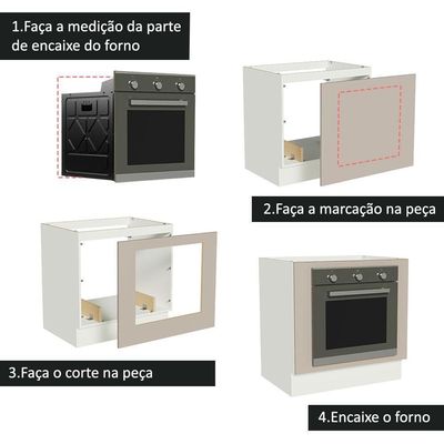 Balcão Para Forno De Embutir 80 X 60 Cm Sem Tampo Branco/crema Agata Madesa Branco/crema