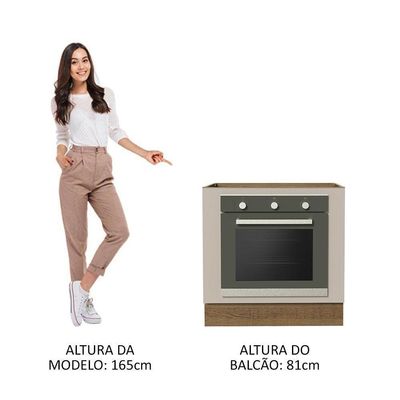 Balcão Para Forno De Embutir 80 X 60 Cm Sem Tampo Rustic/crema Agata Madesa Rustic/crema