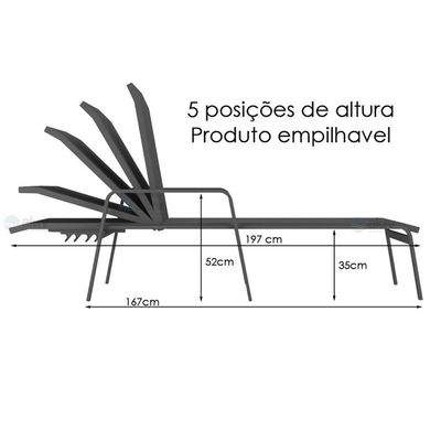 Kit 3 Espreguiçadeira Piscina Alumínio Marrom Tela Fendi