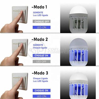 Lâmpada Luz Led Branco 15W Atrai Choque Mosquito Insetos