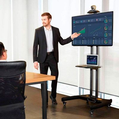 Suporte Pedestal Tv 32 A 75 Com Rodízios Ava1600-60-1p Nb