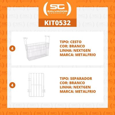 Kit - 4 Cestos Organizador Nextgen Para Nf E Hf Metalfrio + 4 Separadores