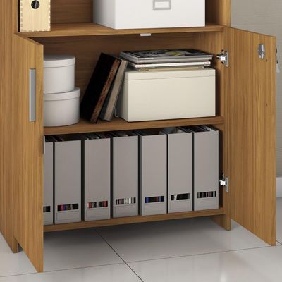 Conjunto Para Escritório 2 Peças Com Mesa E Armário Freijó Notável Móveis Freijó