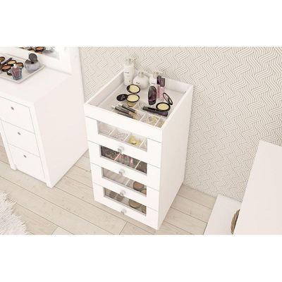 Gaveteiro P/ Escritório Pe2009 C/ 4 Gavetas E Rodízios Branco - Tecno Mobili
