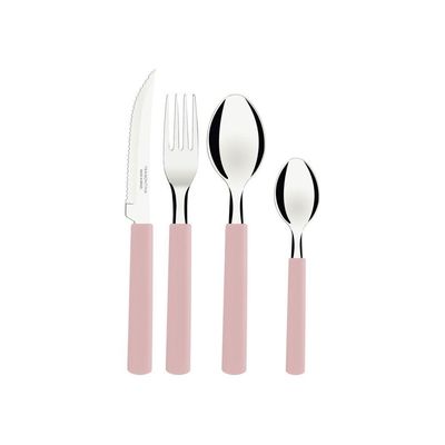 Faqueiro Tramontina Gamboa Lâminas Aço Inox Rosa 16 Peças Tramontina
