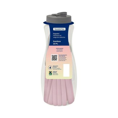 Faqueiro Tramontina Gamboa Lâminas Aço Inox Rosa 16 Peças Tramontina
