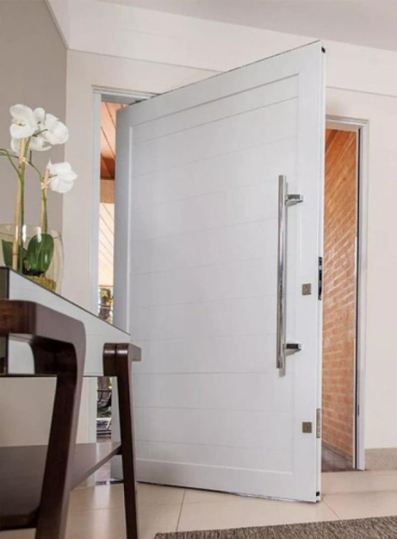 Porta pivotante alumínio lambril branco direita 230x100