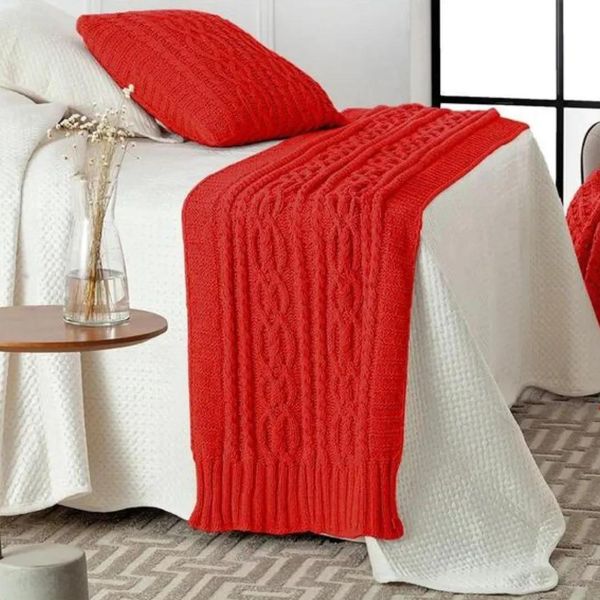 Peseira Rozac Tricot Chenille 0,60x2,30m Vermelho