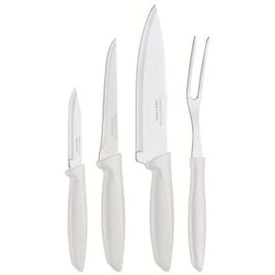 Conjunto de Facas Tramontina Plenus em Aço Inox e Polipropileno - Off-White - 4 Peças