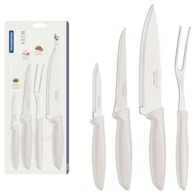 Conjunto de Facas Tramontina Plenus em Aço Inox e Polipropileno - Off-White - 4 Peças