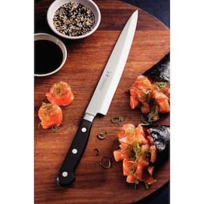 Faca 9" Yanagiba Tramontina Sushi Gold em Aço Inox - Preta