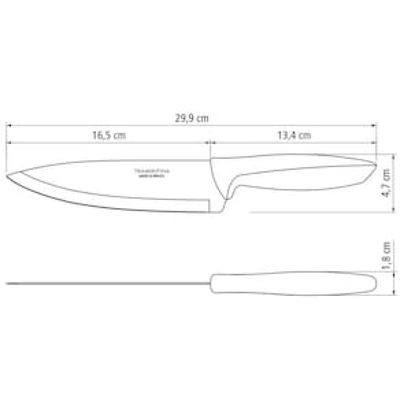 Faca 7" Chef Tramontina Plenus em Aço Inox - Off-White