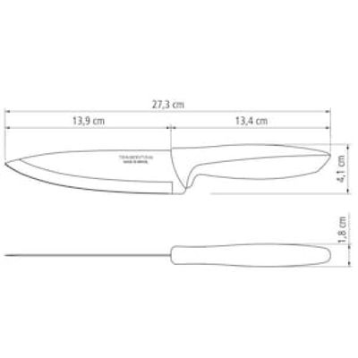 Faca 6" Chef Tramontina Plenus em Aço Inox - Preto