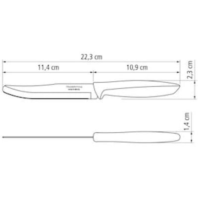 Faca 5" para Frutas Tramontina Plenus em Aço Inox com Fio Liso - Preto